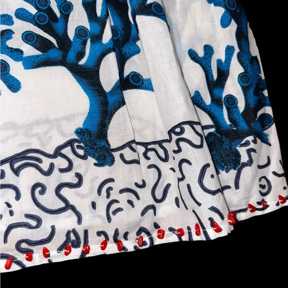 Soft Surroundings Beaded Tunic Cover-Up | Fish & Coral Print | Size S | 100% - Picture 5 of 9